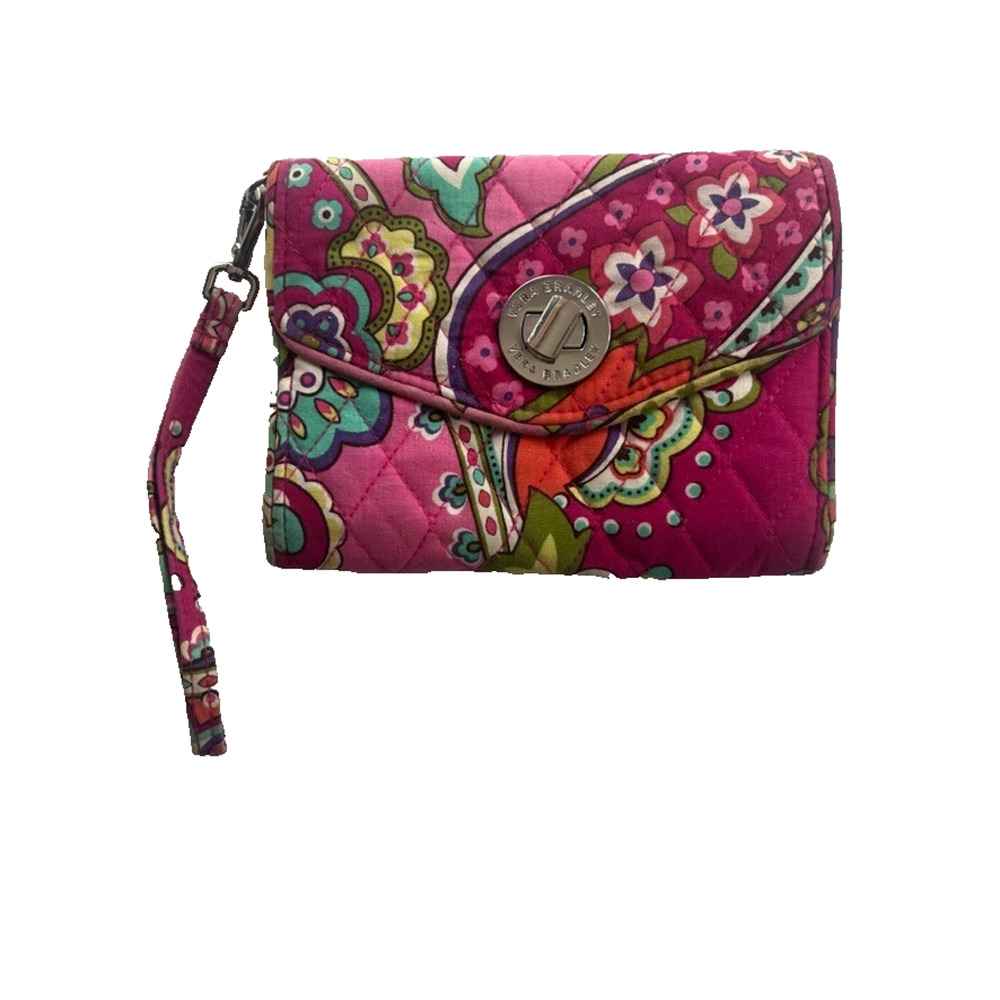 Vera Bradley Pink Paisley Hand Clutch With Removable Hand Strap